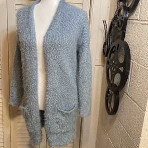 DREAMERS M/L open oversized weighty pale blue cardigan in EUC